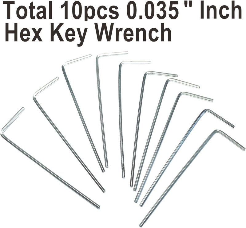 ZDingTech 10pcs 0.035 Allen Wrench sets,0.035 inch Hex Key set,allen Door Key L Shaped hex wrench set with Long Arm-Silver - Image 2